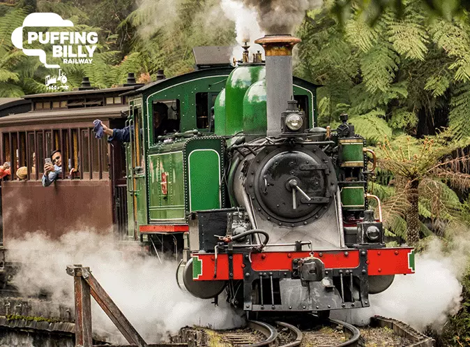 Case Study - Puffing Billy - green steam locomotive in the Dandenong Ranges