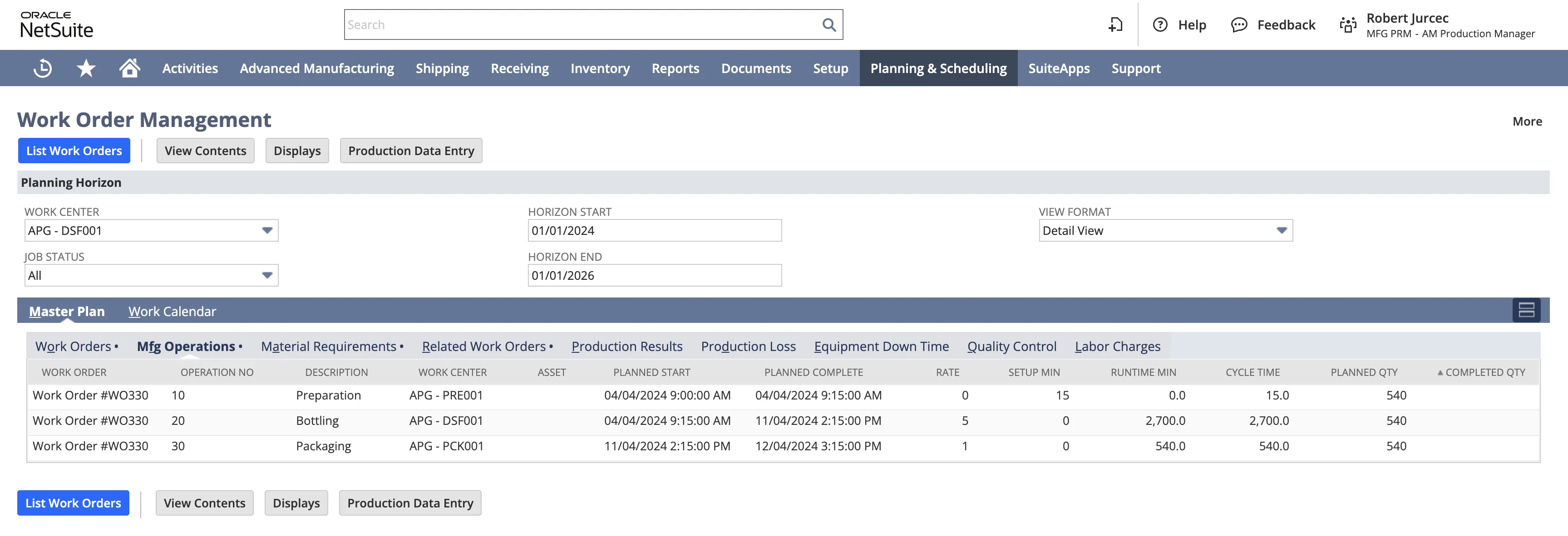 NetSuite Advanced Manufacturing