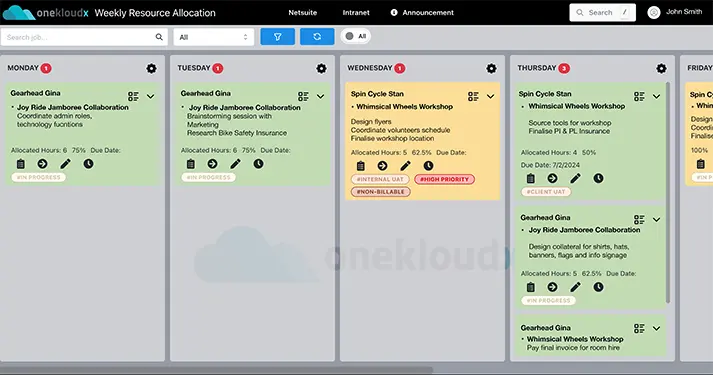 Easy to see resource allocation with Kanban Boards for NetSuite