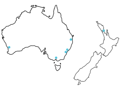 OneKloudX Office Locations in Australia and New Zealand Map