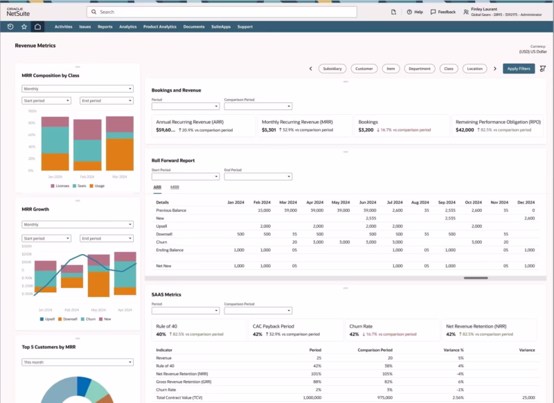 revenue-metrics NetSuite 2025.2 Streamlined workflows and enhanced user experience