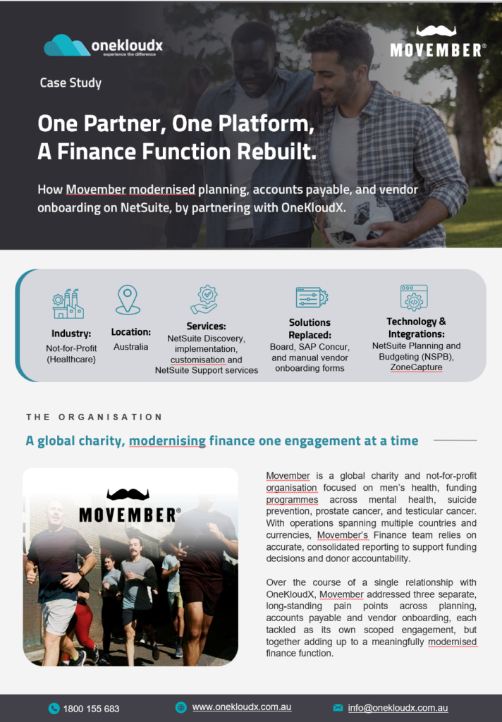 Movember Case Study | NetSuite Customisation and Support Service