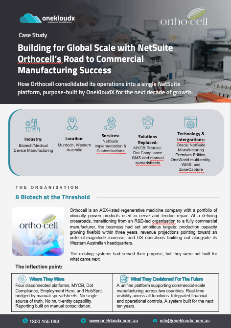 Orthocell Case Study | NetSuite Implementation and Customisation